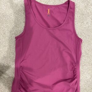 Lucy Women’s Maternity Over-the-belly Athletic Tank Top, Pink, Size Medium
